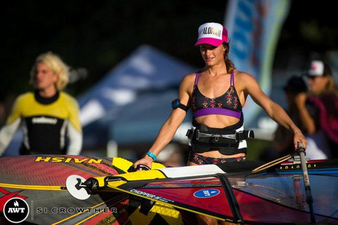 Sam moments before her heat, we must remember that none of this would be possible without her! © Si Crowther / AWT http://americanwindsurfingtour.com/